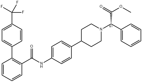 methyl (2S)-phenyl[4-[4-[[[4'-(trifluoromethyl)-2-biphenylyl]carbonyl]amino]phenyl]-1-piperidinyl]acetate Structure