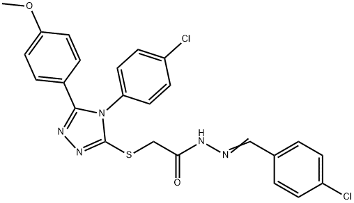 2-{[4-(4-chlorophenyl)-5-(4-methoxyphenyl)-4H-1,2,4-triazol-3-yl]sulfanyl}-N'-[(E)-(4-chlorophenyl)methylidene]acetohydrazide|