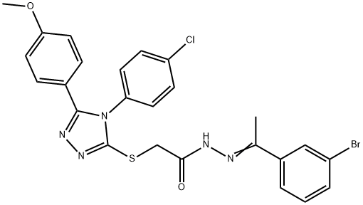 N'-[(1E)-1-(3-bromophenyl)ethylidene]-2-{[4-(4-chlorophenyl)-5-(4-methoxyphenyl)-4H-1,2,4-triazol-3-yl]sulfanyl}acetohydrazide Structure