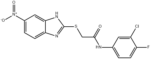 N-(3-chloro-4-fluorophenyl)-2-[(5-nitro-1H-benzimidazol-2-yl)sulfanyl]acetamide Structure