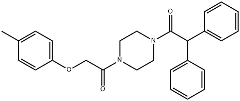 1-(diphenylacetyl)-4-[(4-methylphenoxy)acetyl]piperazine 化学構造式