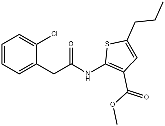 methyl 2-(2-(2-chlorophenyl)acetamido)-5-propylthiophene-3-carboxylate,438215-83-9,结构式