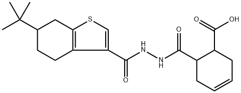 6-(2-(6-(tert-butyl)-4,5,6,7-tetrahydrobenzo[b]thiophene-3-carbonyl)hydrazinecarbonyl)cyclohex-3-enecarboxylic acid Structure