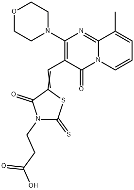 3-(5-{[9-methyl-2-(4-morpholinyl)-4-oxo-4H-pyrido[1,2-a]pyrimidin-3-yl]methylene}-4-oxo-2-thioxo-1,3-thiazolidin-3-yl)propanoic acid Structure