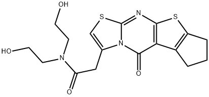 N,N-bis(2-hydroxyethyl)-2-(5-oxo-7,8-dihydro-5H,6H-cyclopenta[4,5]thieno[2,3-d][1,3]thiazolo[3,2-a]pyrimidin-3-yl)acetamide 结构式