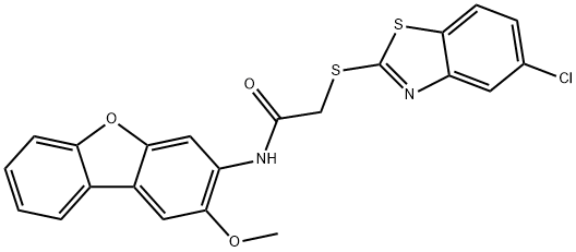 2-[(5-chloro-1,3-benzothiazol-2-yl)sulfanyl]-N-(2-methoxydibenzo[b,d]furan-3-yl)acetamide Structure