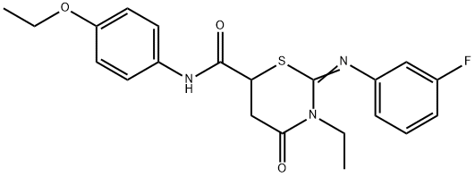 (2Z)-N-(4-ethoxyphenyl)-3-ethyl-2-[(3-fluorophenyl)imino]-4-oxo-1,3-thiazinane-6-carboxamide Struktur