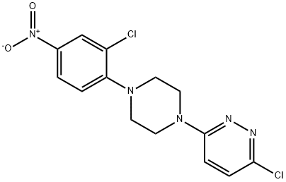 3-chloro-6-[4-(2-chloro-4-nitrophenyl)piperazin-1-yl]pyridazine 化学構造式