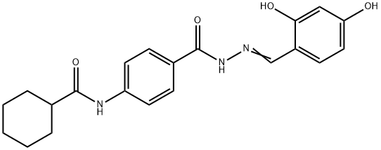 N-(4-{[(2E)-2-(2,4-dihydroxybenzylidene)hydrazinyl]carbonyl}phenyl)cyclohexanecarboxamide 结构式