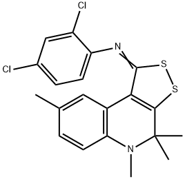 2,4-dichloro-N-[(1Z)-4,4,5,8-tetramethyl-4,5-dihydro-1H-[1,2]dithiolo[3,4-c]quinolin-1-ylidene]aniline,444712-70-3,结构式