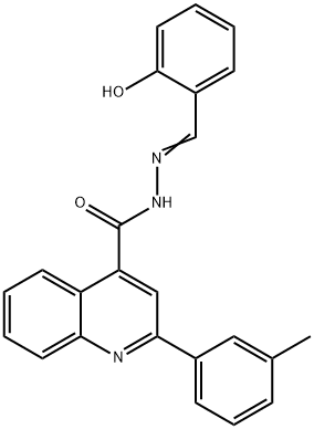 (E)-N'-(2-hydroxybenzylidene)-2-(m-tolyl)quinoline-4-carbohydrazide 化学構造式