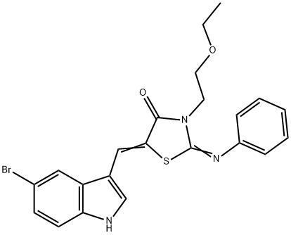 (2E,5Z)-5-[(5-bromo-1H-indol-3-yl)methylidene]-3-(2-ethoxyethyl)-2-(phenylimino)-1,3-thiazolidin-4-one Struktur
