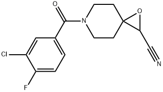 6-(3-chloro-4-fluorobenzoyl)-1-Oxa-6-azaspiro[2.5]octane-2-carbonitrile 化学構造式