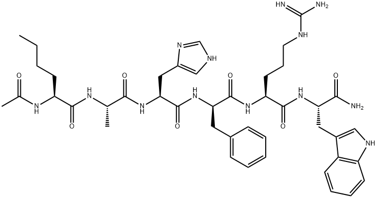 N-Acetyl-L-norleucyl-L-alanyl-L-histidyl-D-phenylalanyl-L-arginyl-L-tryptophanamide Structure