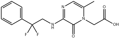 2-(3-((2,2-difluoro-2-phenylethyl)amino)-6-methyl-2-oxopyrazin-1(2H)-yl)acetic acid(WXG00509) 化学構造式