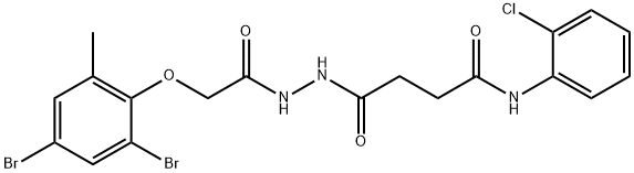 N-(2-chlorophenyl)-4-{2-[(2,4-dibromo-6-methylphenoxy)acetyl]hydrazinyl}-4-oxobutanamide,458537-15-0,结构式