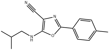 2-(4-methylphenyl)-5-[(2-methylpropyl)amino]-1,3-oxazole-4-carbonitrile Struktur