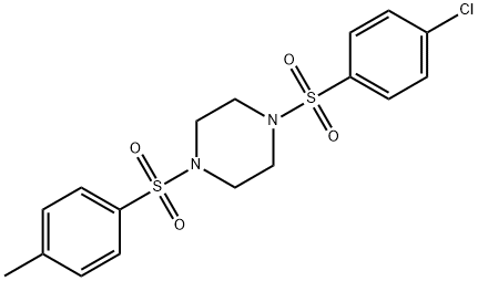 1-[(4-chlorophenyl)sulfonyl]-4-[(4-methylphenyl)sulfonyl]piperazine Struktur