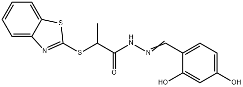 (E)-2-(benzo[d]thiazol-2-ylthio)-N'-(2,4-dihydroxybenzylidene)propanehydrazide Structure