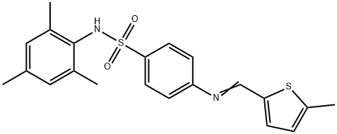 4-{[(E)-(5-methylthiophen-2-yl)methylidene]amino}-N-(2,4,6-trimethylphenyl)benzenesulfonamide 结构式