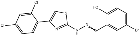 4-bromo-2-[(E)-{2-[4-(2,4-dichlorophenyl)-1,3-thiazol-2-yl]hydrazinylidene}methyl]phenol Struktur