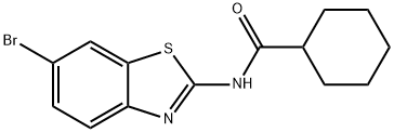 N-(6-溴-1,3-苯并噻唑-2-基)环己烷甲酰胺 结构式