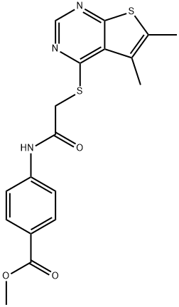 methyl 4-(2-((5,6-dimethylthieno[2,3-d]pyrimidin-4-yl)thio)acetamido)benzoate,482635-00-7,结构式