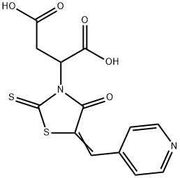 2-[4-oxo-5-(4-pyridinylmethylene)-2-thioxo-1,3-thiazolidin-3-yl]succinic acid Struktur