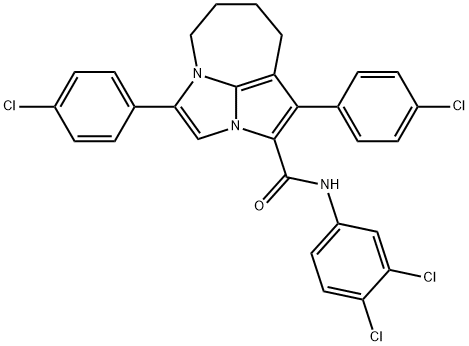 1,4-bis(4-chlorophenyl)-N-(3,4-dichlorophenyl)-5,6,7,8-tetrahydro-2a,4a-diazacyclopenta[cd]azulene-2-carboxamide Struktur