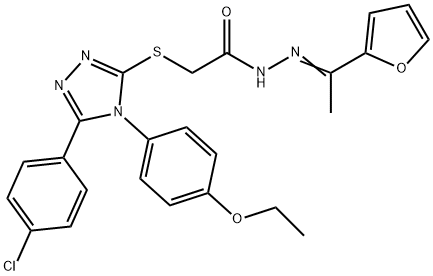 2-{[5-(4-chlorophenyl)-4-(4-ethoxyphenyl)-4H-1,2,4-triazol-3-yl]sulfanyl}-N'-[(1E)-1-(furan-2-yl)ethylidene]acetohydrazide Struktur