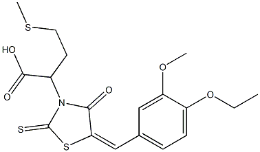 2-[5-(4-ethoxy-3-methoxybenzylidene)-4-oxo-2-thioxo-1,3-thiazolidin-3-yl]-4-(methylsulfanyl)butanoic acid Structure