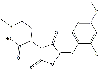 2-[5-(2,4-dimethoxybenzylidene)-4-oxo-2-thioxo-1,3-thiazolidin-3-yl]-4-(methylsulfanyl)butanoic acid 结构式