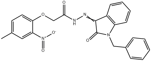 N'-[(3E)-1-benzyl-2-oxo-1,2-dihydro-3H-indol-3-ylidene]-2-(4-methyl-2-nitrophenoxy)acetohydrazide Structure