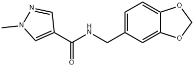 N-(1,3-benzodioxol-5-ylmethyl)-1-methyl-1H-pyrazole-4-carboxamide Struktur