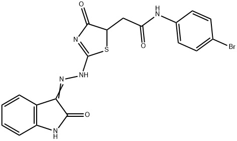 N-(4-bromophenyl)-2-{4-oxo-2-[(2-oxo-1,2-dihydro-3H-indol-3-ylidene)hydrazono]-1,3-thiazolidin-5-yl}acetamide Structure