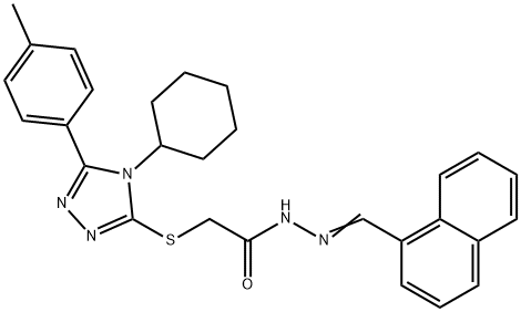 2-{[4-cyclohexyl-5-(4-methylphenyl)-4H-1,2,4-triazol-3-yl]sulfanyl}-N'-[(E)-naphthalen-1-ylmethylidene]acetohydrazide,497169-19-4,结构式