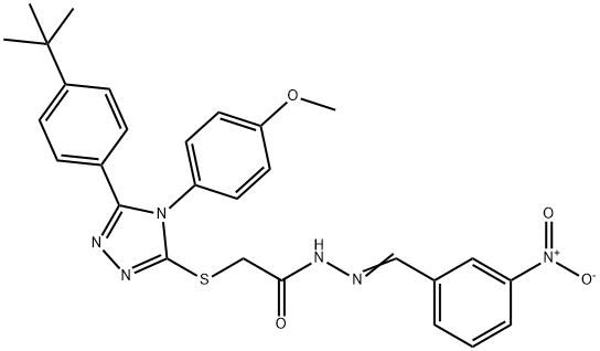 2-{[5-(4-tert-butylphenyl)-4-(4-methoxyphenyl)-4H-1,2,4-triazol-3-yl]sulfanyl}-N'-[(E)-(3-nitrophenyl)methylidene]acetohydrazide Structure