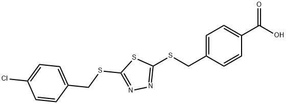 4-[({5-[(4-chlorobenzyl)sulfanyl]-1,3,4-thiadiazol-2-yl}sulfanyl)methyl]benzoic acid|