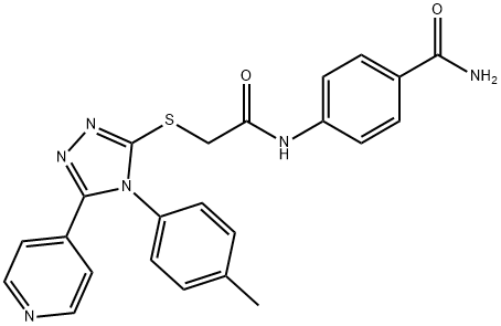 4-[({[4-(4-methylphenyl)-5-(pyridin-4-yl)-4H-1,2,4-triazol-3-yl]sulfanyl}acetyl)amino]benzamide 结构式