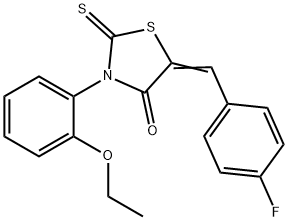 (5Z)-3-(2-ethoxyphenyl)-5-(4-fluorobenzylidene)-2-thioxo-1,3-thiazolidin-4-one 化学構造式