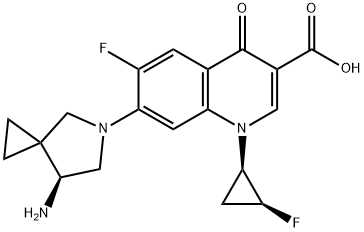 7-((S)-7-amino-5-azaspiro[2.4]heptan-5-yl)-6-fluoro-1-((1R,2S)-2-fluorocyclopropyl)-4-oxo-1,4-dihydroquinoline-3-carboxylic acid Structure