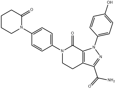 1-(4-羟基苯基)-7-氧代-6-[4-(2-氧代哌啶-1-基)苯基]-4,5,6,7-四氢-1H-吡唑并[3,4-C]吡啶-3-甲酰胺,503612-76-8,结构式