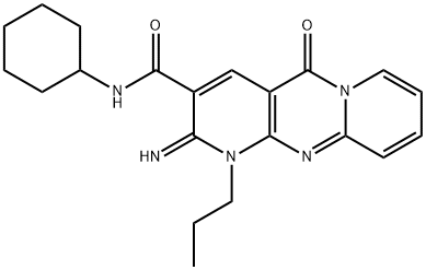 N-cyclohexyl-2-imino-5-oxo-1-propyl-1,5-dihydro-2H-dipyrido[1,2-a:2,3-d]pyrimidine-3-carboxamide Struktur