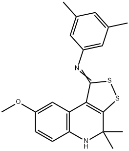 N-[(1Z)-8-methoxy-4,4-dimethyl-4,5-dihydro-1H-[1,2]dithiolo[3,4-c]quinolin-1-ylidene]-3,5-dimethylaniline,511513-85-2,结构式