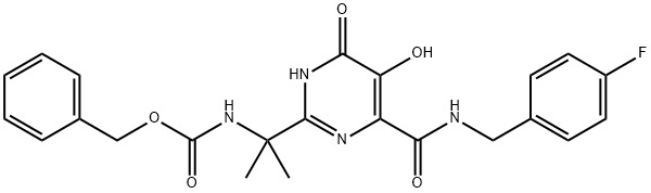 Benzyl (2-(4-((4-fluorobenzyl)carbamoyl)-5-hydroxy-6-oxo-1,6-dihydropyrimidin-2-yl)propan-2-yl)carbamate Structure