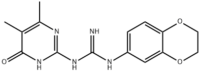 1-(2,3-dihydro-1,4-benzodioxin-6-yl)-3-(5,6-dimethyl-4-oxo-1,4-dihydropyrimidin-2-yl)guanidine 化学構造式