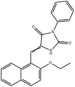 (5Z)-5-[(2-ethoxynaphthalen-1-yl)methylidene]-3-phenylimidazolidine-2,4-dione,528573-40-2,结构式