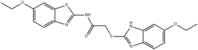 2-[(5-ethoxy-1H-benzimidazol-2-yl)sulfanyl]-N-(6-ethoxy-1,3-benzothiazol-2-yl)acetamide Struktur