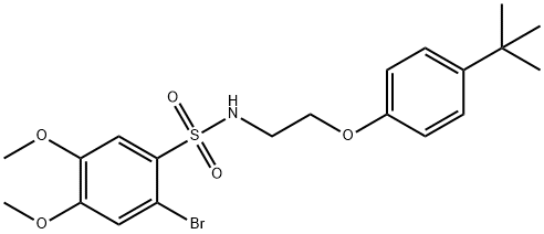 2-bromo-N-[2-(4-tert-butylphenoxy)ethyl]-4,5-dimethoxybenzenesulfonamide 结构式