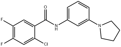 2-chloro-4,5-difluoro-N-[3-(pyrrolidin-1-yl)phenyl]benzamide 化学構造式